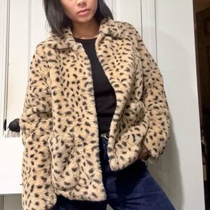 Cheetah Print Faux Fur Jacket